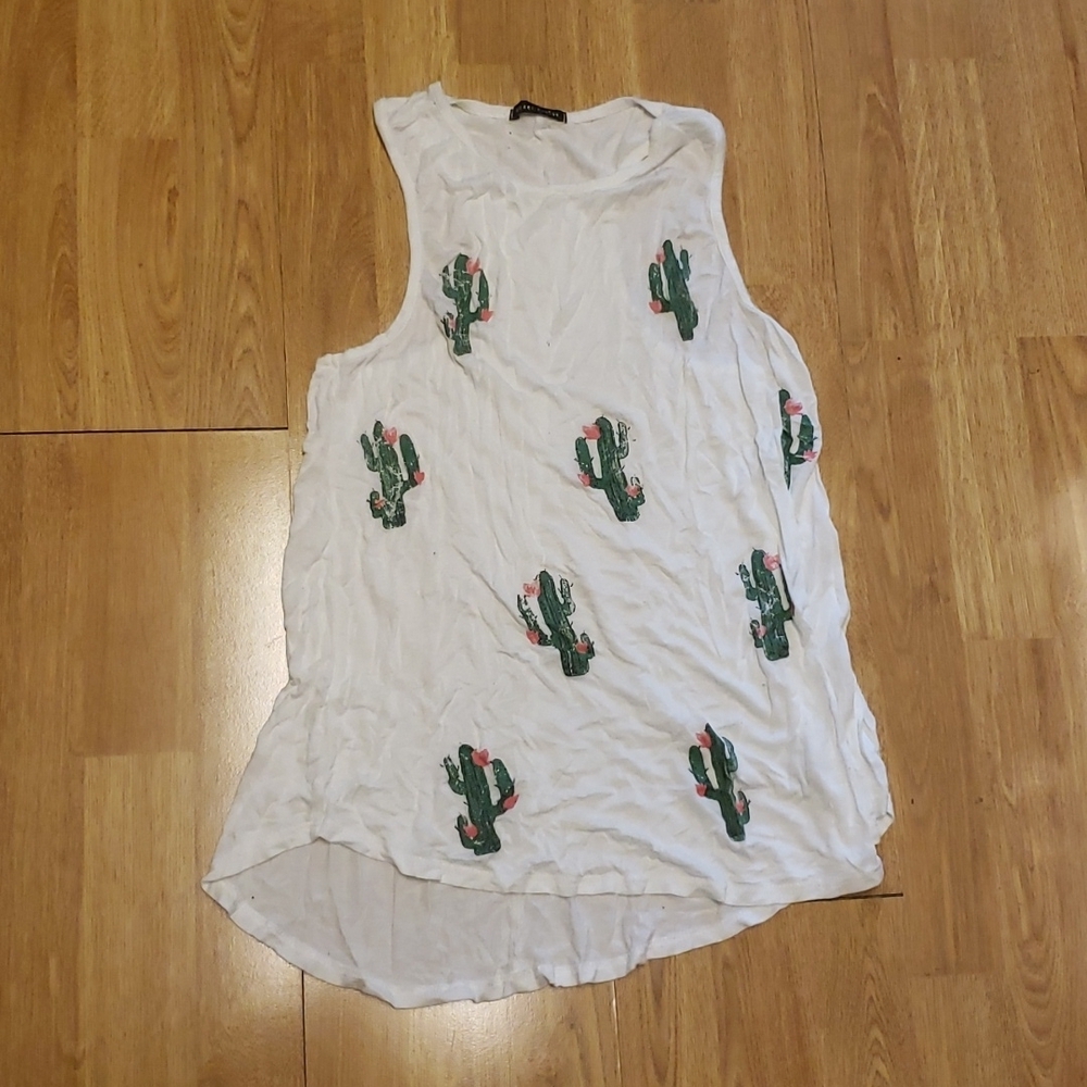 Cream cactus print swing tank size small